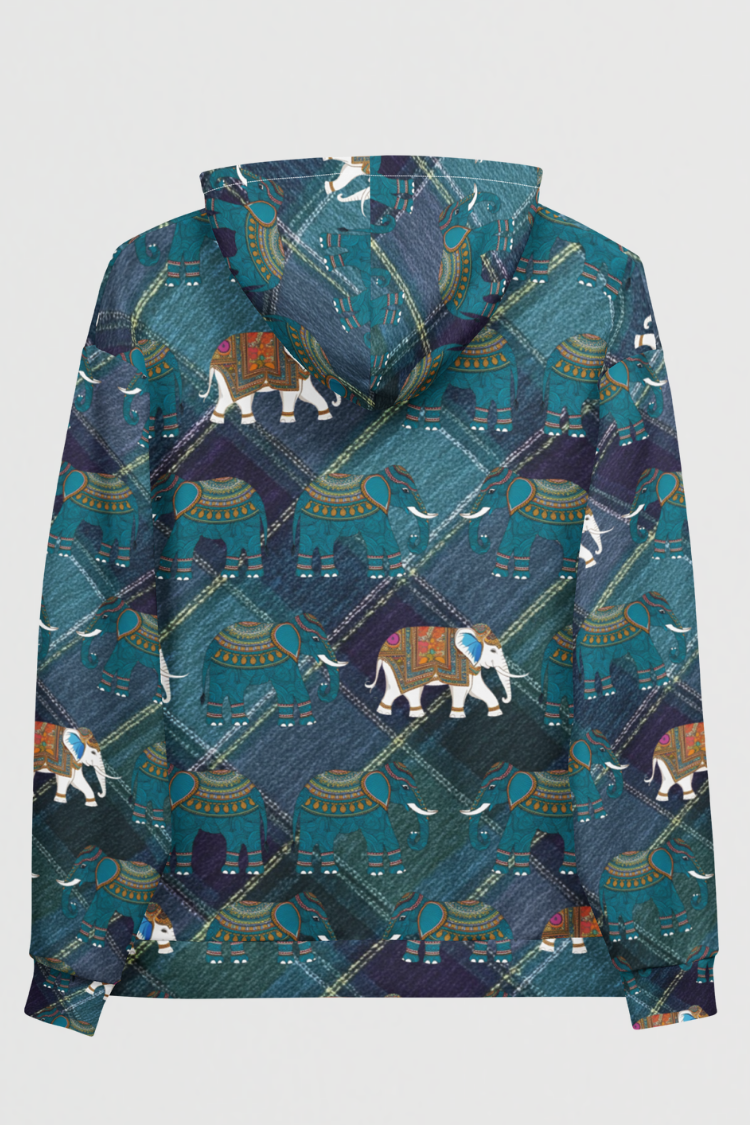 Patterned pants with animal design. Elephant design hoodie. SIAM hoodie Women’s hoodie Men’s hoodie. Thailand hoodie. back image