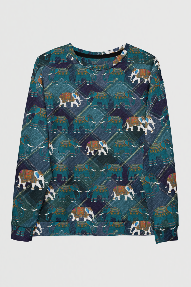 Patterned sweatpants with animal design. Elephant design. Sweatshirts. Elephant tops. SIAM sweatshirt Women’s sweatshirt Men’s sweatshirt.