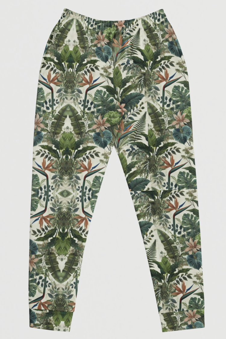 Tropical leaf patterned pants. TROPICAL joggers. Flower leaf pattern sweatpants. Graphics sweatpants. Women's sweatpants. Men's sweatpants summer pants. 